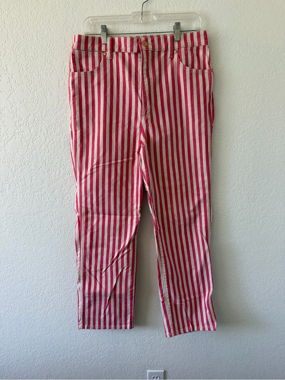 Women’s Red and White Striped jeans- Classic Summer Style